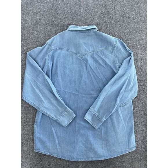 Women's Vintage 90's Embroidered Air Balloon Denim Rainbow Shirt Button Up 2XL - Picture 3 of 7